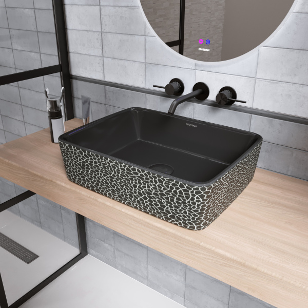 Раковина накладная (48х37) Grossman Color GR-3016BBL, черный